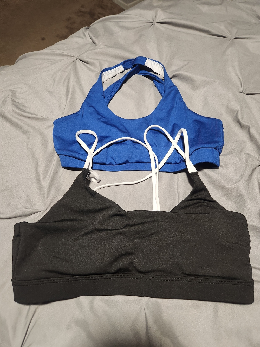 SHEIN Colorblock Sports Bralette Set — Black & Royal Blue
